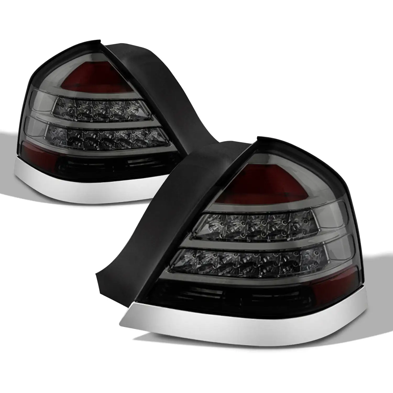 For 1998-2011 Ford Crown Victoria Smoked Headlights + LED Tail Brake Lamp Pair