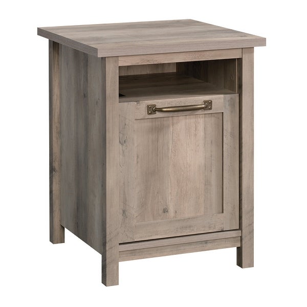 Modern Farmhouse Side Table with USB， Rustic Gray Finish