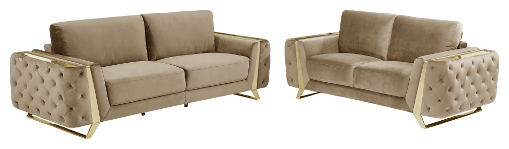 Lorenzo Velvet 2PC Living Room Set   Contemporary   Living Room Furniture Sets   by Luxuriant Furniture  Houzz