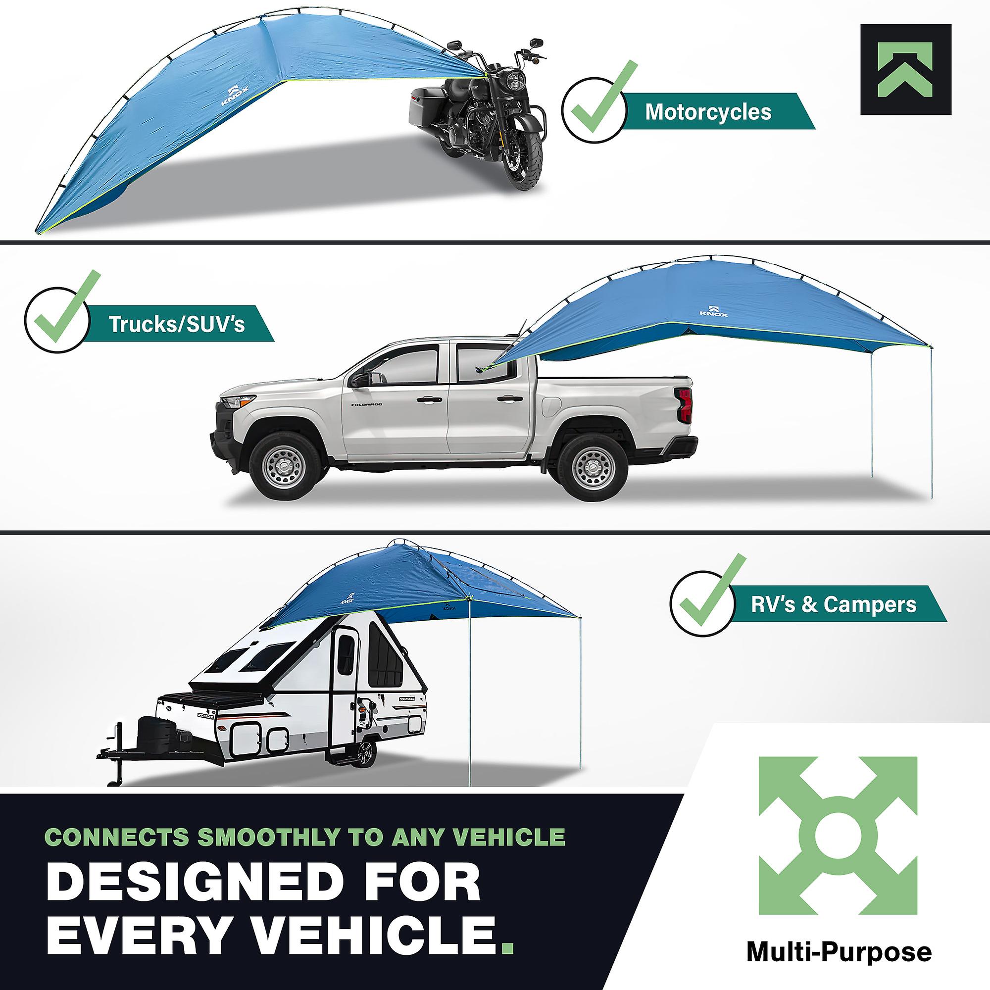 Tent for Camping Awning， Pop up Tent for Truck Bed， SUV， RV， Van， Pergola， Overlanding， Portable Teardrop Awning Canopy Tearproof Tarp w/ 2 Sandbag. Tailgate Shade for Camping， Beach， Picnics