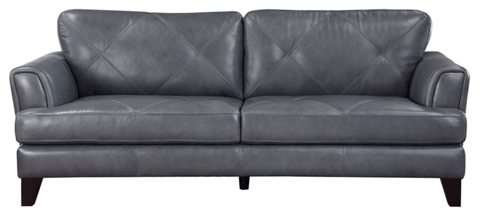 Lexicon Thierry 19 quotModern Plywood and Leather Sofa in Gray Finish   Contemporary   Sofas   by Homesquare  Houzz