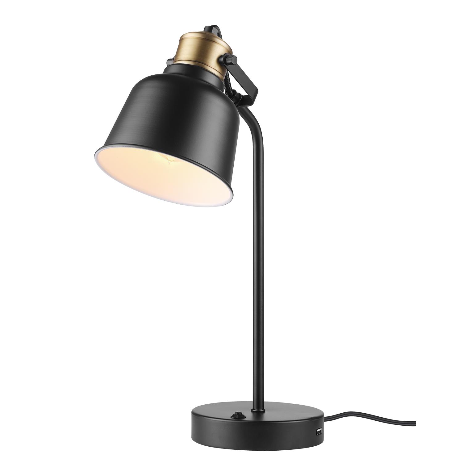 Globe Electric Dakota 18 Matte Black Desk Lamp with USB Port， 91000126