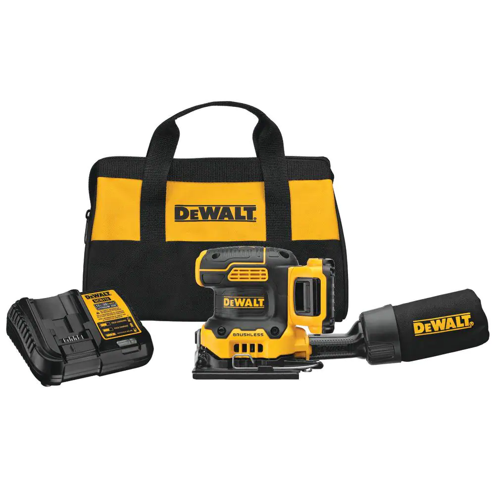 DEWALT DCW200D1 20-Volt MAX XR Cordless Brushless 1/4 Sheet Variable Speed Sander with (1) 20-Volt Battery 2.0Ah and Charger