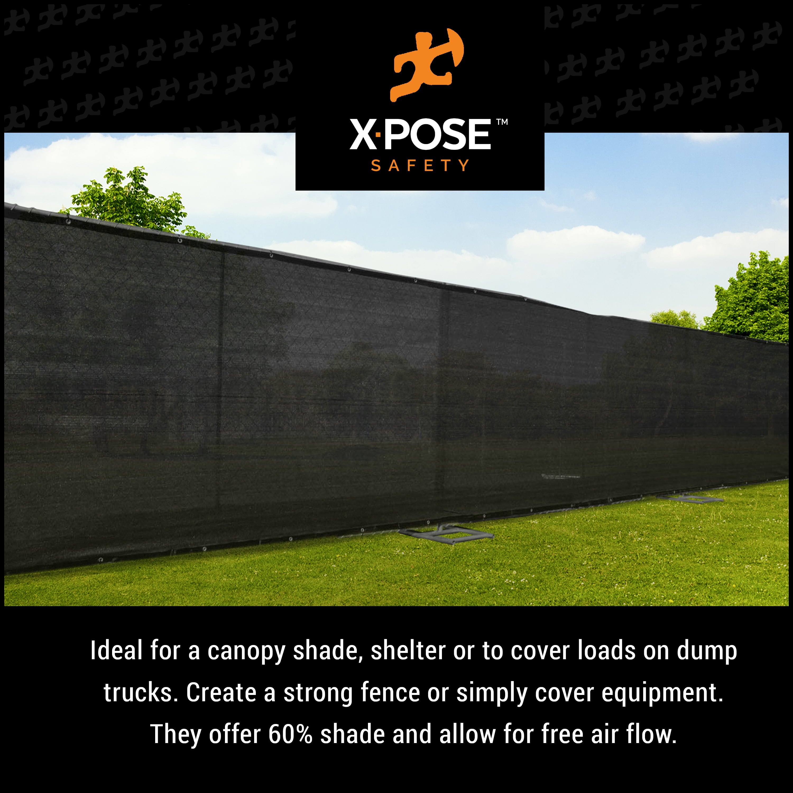 Xpose Safety Heavy Duty Mesh Tarp - 4' x 10' – Multipurpose Black Protective Cover with Air Flow - Use for Tie Downs， Shade， Fences， Canopies， Dump Trucks – Weather and Tear Resistant