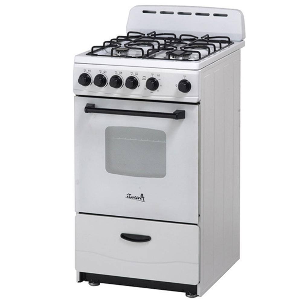 20 in. 2.1 cu. ft 4 Burner Gas Range in White GR2011CW