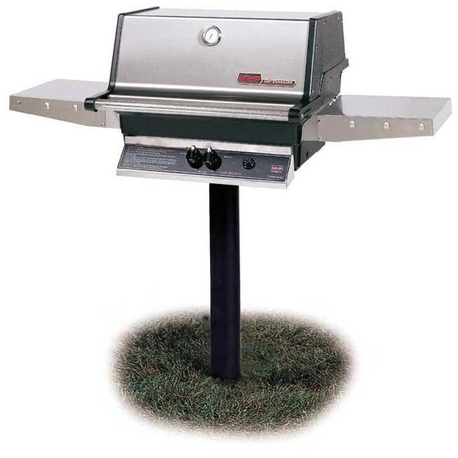 MHP TJK2 Natural Gas Grill With Stainless Grids On In-Ground Post