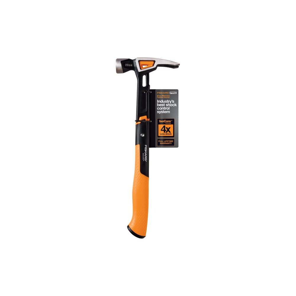 Fiskars Pro IsoCore 20oz 15.5 Milled Face Framing Hammer ;