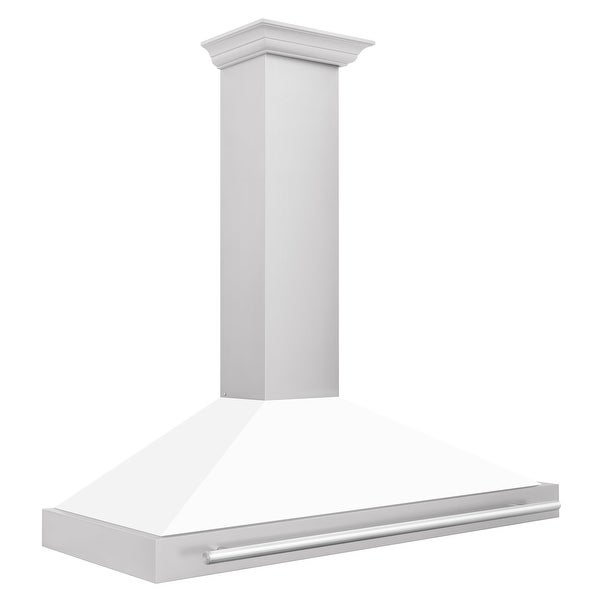 ZLINE Stainless Steel Range Hood with White Matte Shell and Stainless Steel Handle (KB4STX-WM)