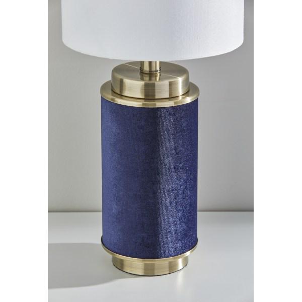 Adesso Marsha Table Lamp， Antique Brass with Navy Blue Velvet