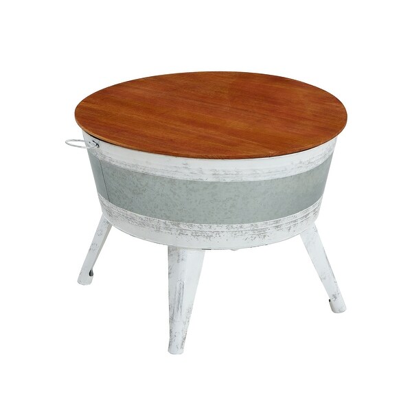 Rustic Farmhouse Metal Side Table，End Table with Wood Top