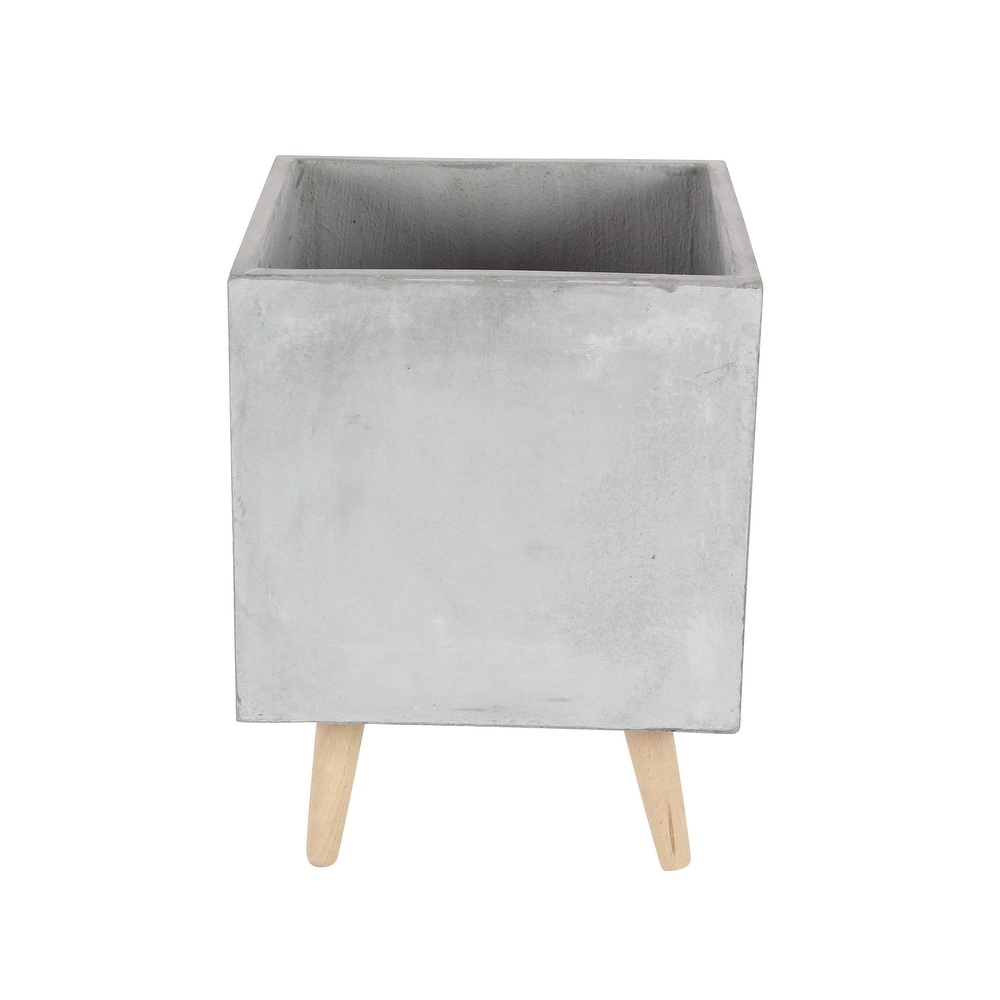 White Light Grey or Grey Fiber Clay Boho Modern Planter Pot (Set of 2)   S/2 15\