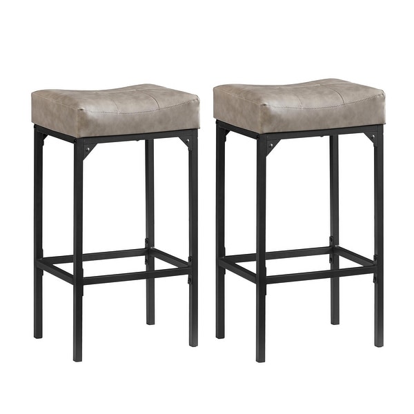 PU Leather Soft Bar Stool，Set of 2