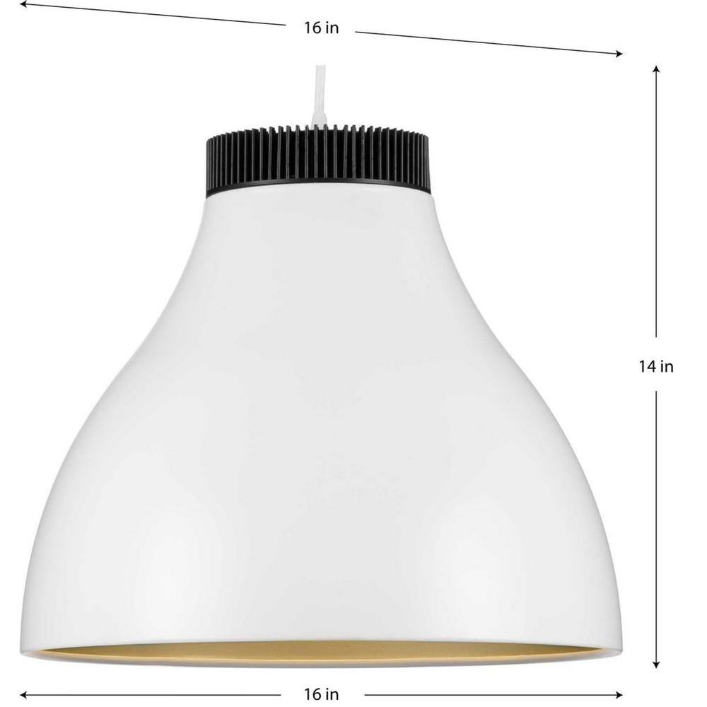 Progress Lighting Radian Integrated LED 30-Watt Integrated LED Satin White Satin Gold Modern Pendant with Shade P500373-028-30