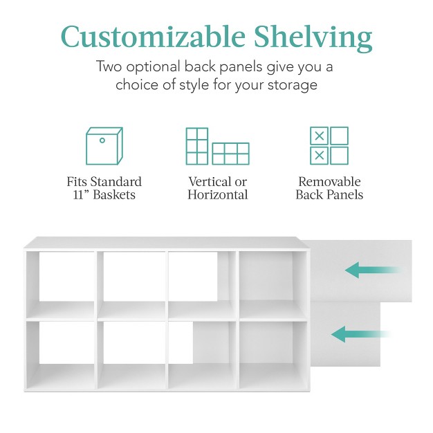 Best Choice Products 8 cube Bookshelf 11in Display Storage System Organizer W Removable Back Panels