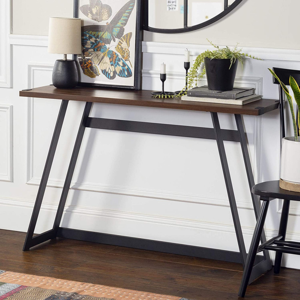 Industrial Console Table  Angled Metal Base  ampRectangular MDF Top   Industrial   Console Tables   by Decor Love  Houzz