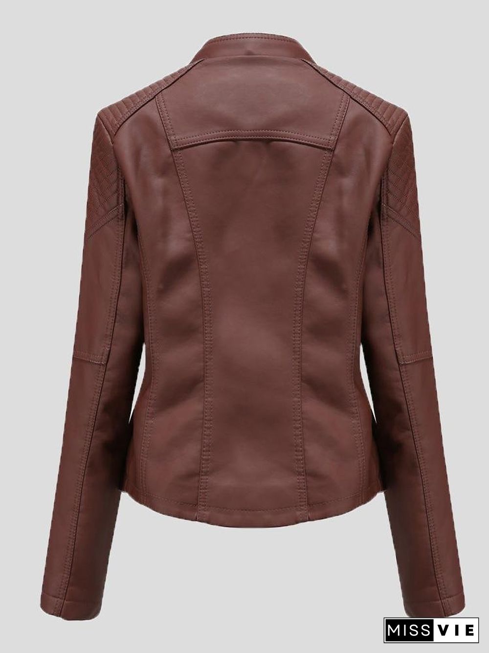 Women's Jackets Short Slim Leather Motorcycle Jacket