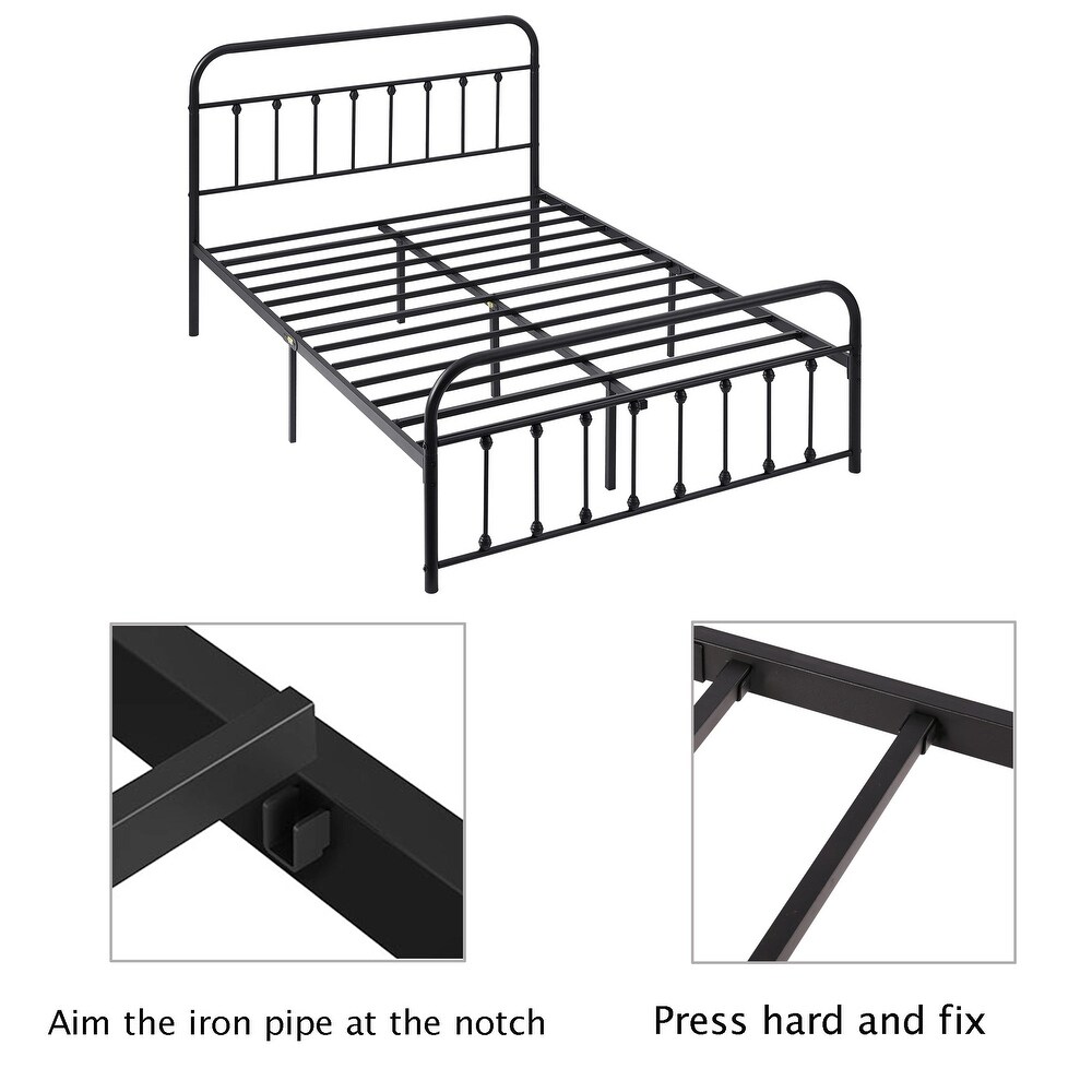 Javlergo Modern Platform Bed Frame Twin/Full/Queen/King Size Metal Bed with Headboard and Footboard