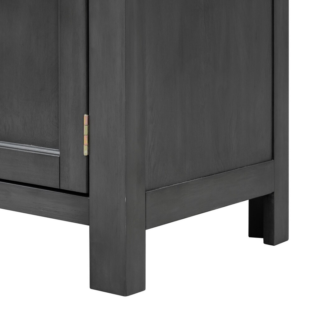 Featured Four Door Storage Cabinet Sideboard with Adjustable Shelf and Metal Handles  Tempering Glass