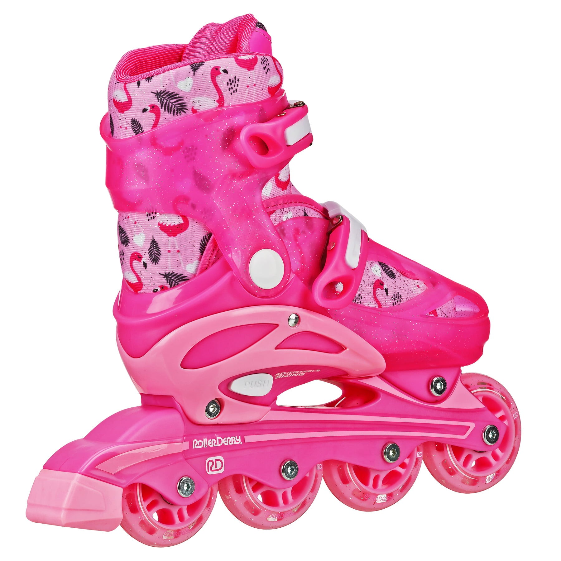 Roller Derby Sprinter Girl's 2-in-1 Quad Roller and Inline Skates Combo, Flamingo (Size 12-2)