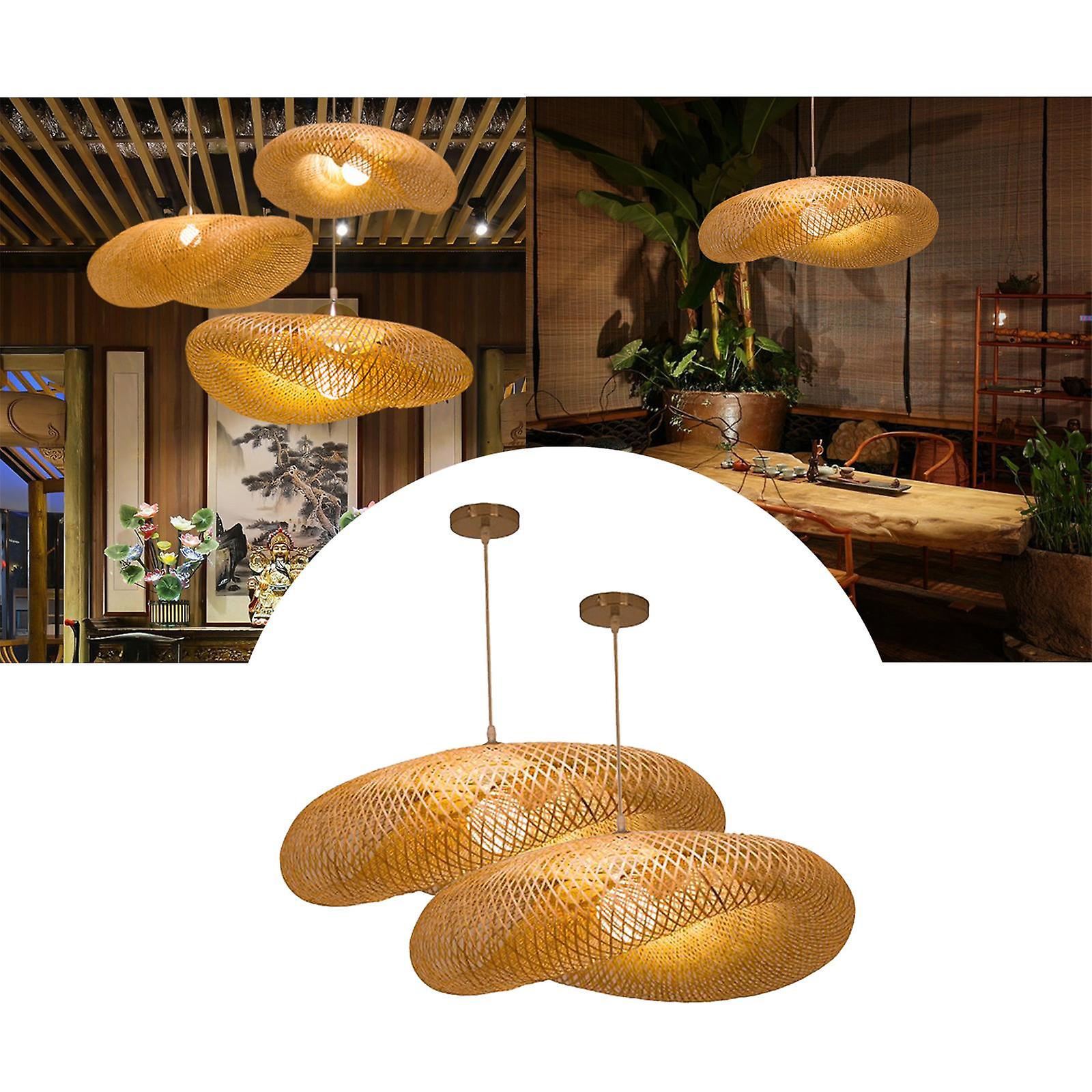 2x Bamboo Weaving Chandelier Lamp Ceiling Lamp Wicker Lighting Zen