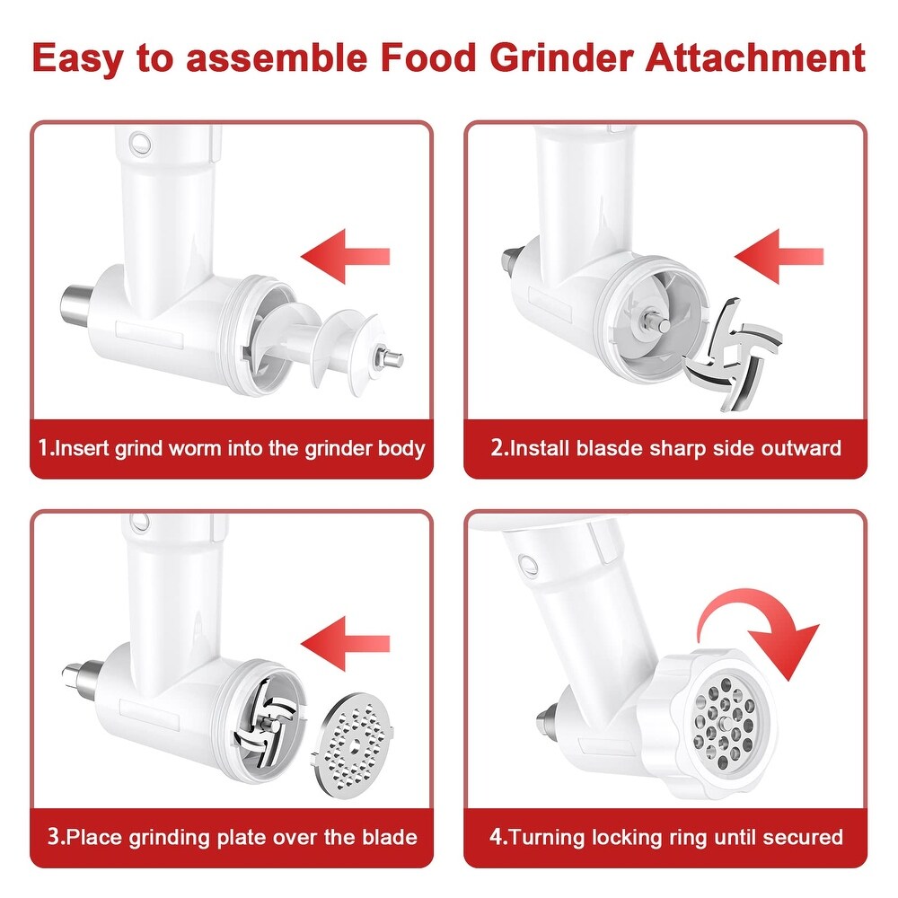 Meat Grinder Attachment With Grinding Plates Tubes Blades For Mixer   6.8x6.3x17.1