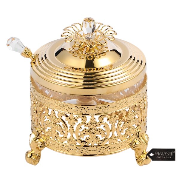 24K Gold Plated Sugar Bowl??? Honey Dish??? Glass Bowl