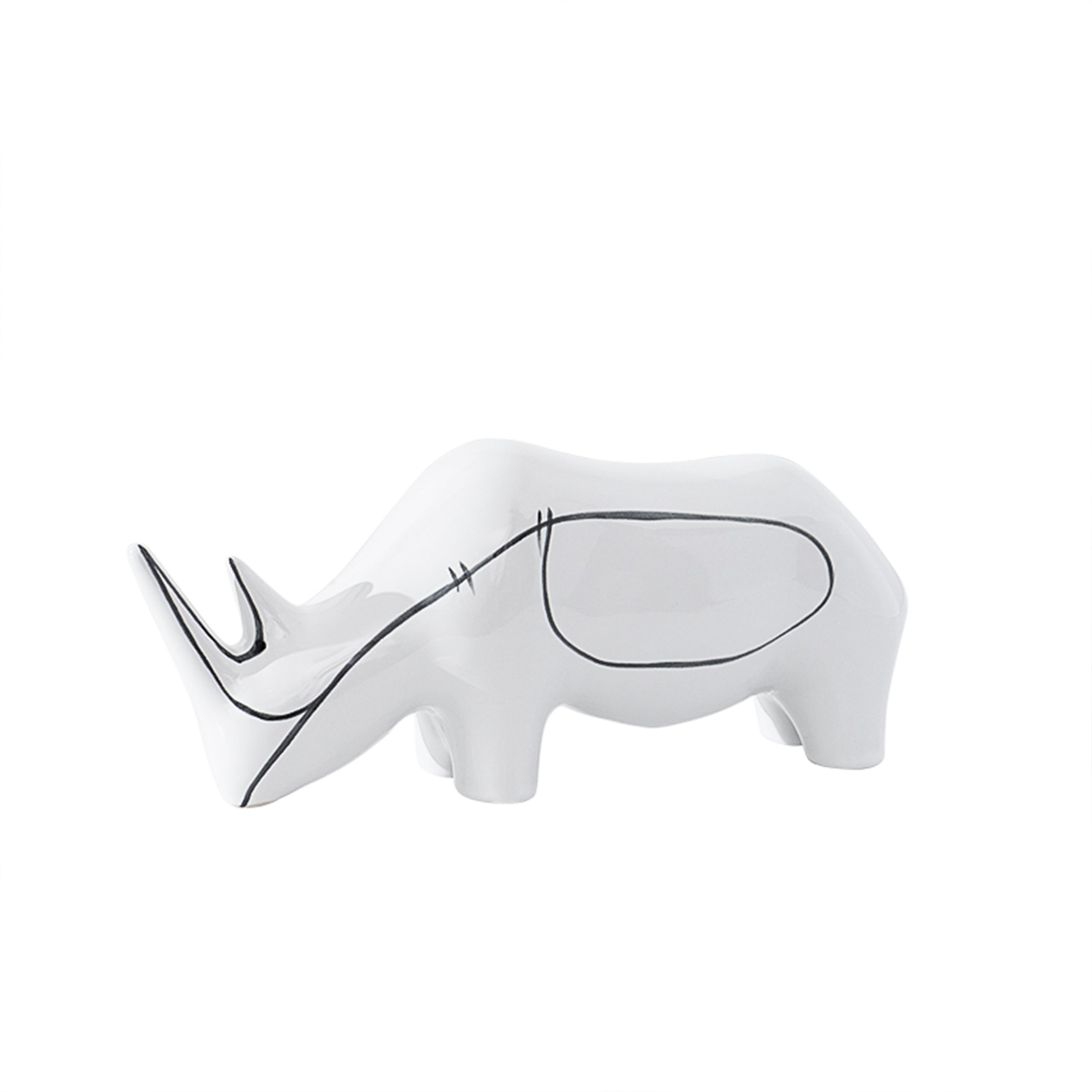 White Hand Painted Rhino Ornament-B Fa-D21084B