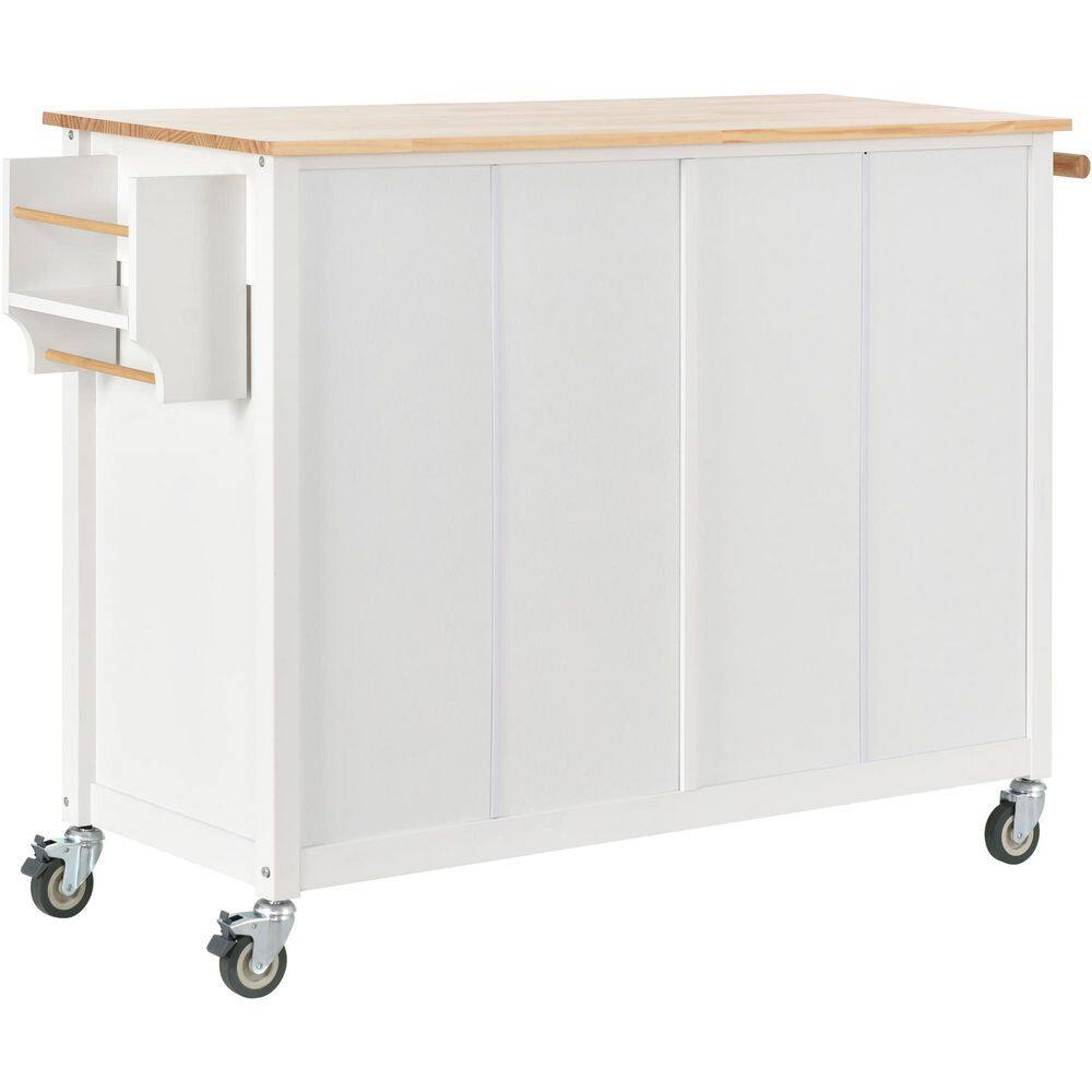 White Kitchen Island Cart with 4 Door Cabinet and 2-Drawers TWF286911AAW