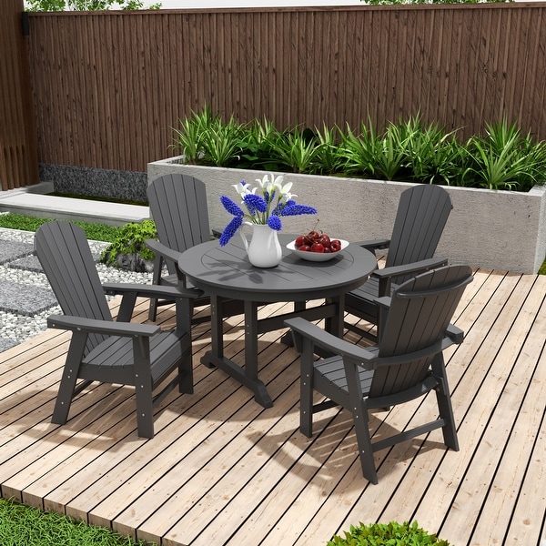 Polytrends Altura 5Piece Round Poly EcoFriendly All Weather Outdoor Dining Set