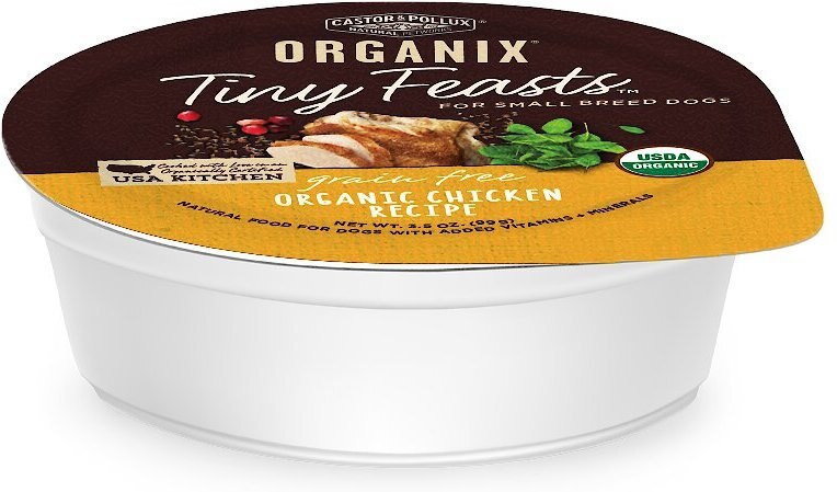 Castor and Pollux Organix Tiny Feasts Grain-Free Organic Chicken Recipe Dog Food Trays