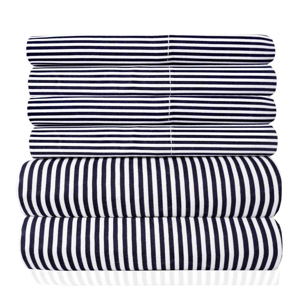 1500 Count Classic Stripe 6 Piece Microfiber Sheet Set