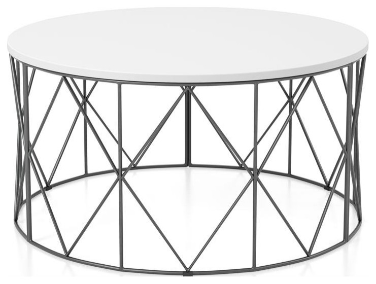 Furniture of America Borche Industrial Wood Round Coffee Table in Walnut   Transitional   Coffee Tables   by Homesquare  Houzz