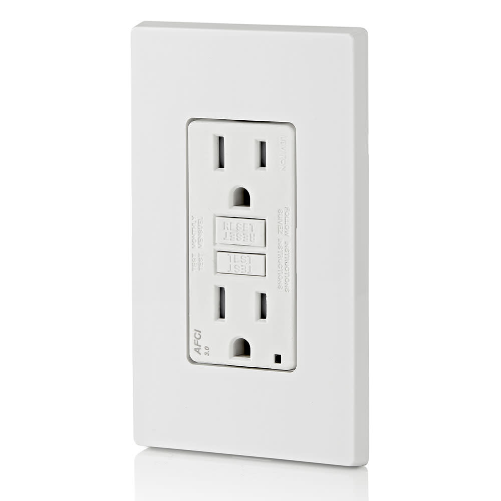 Leviton SmartlockPro AFCI Outlet 15A 125V 2 Pole Duplex White