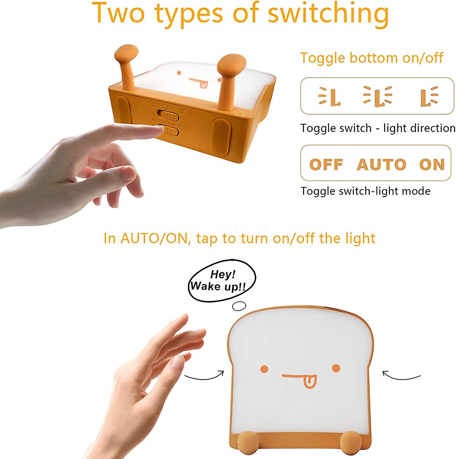 Cute Toast Bread Led Night Light With Rechargeable And Timer， Portable Bedside Lamp For Bedroom Birthday Gift Ideas For Tween Teenager Teen Girls Boys