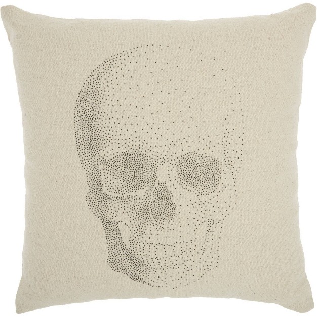 Oversize Life Styles Printed Skull Square Throw Pillow Natural Mina Victory