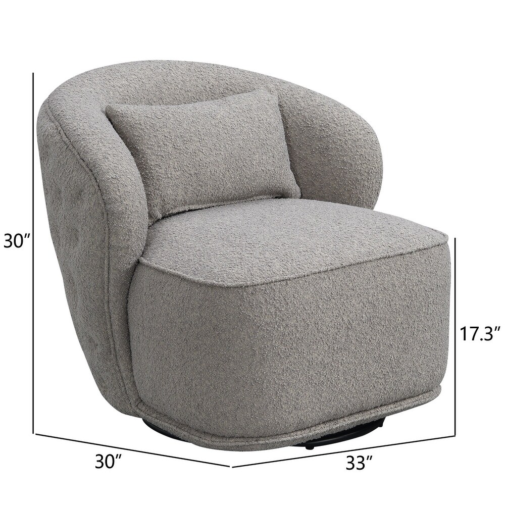 Boucle Upholstered Tufted Back Swivel Barrel Chair