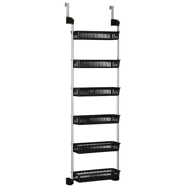 Household Essentials 6 Basket Over the door Storage Rack Black