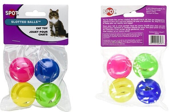 Ethical Pet Spot Slotted Balls Cat Toy， 4-pack