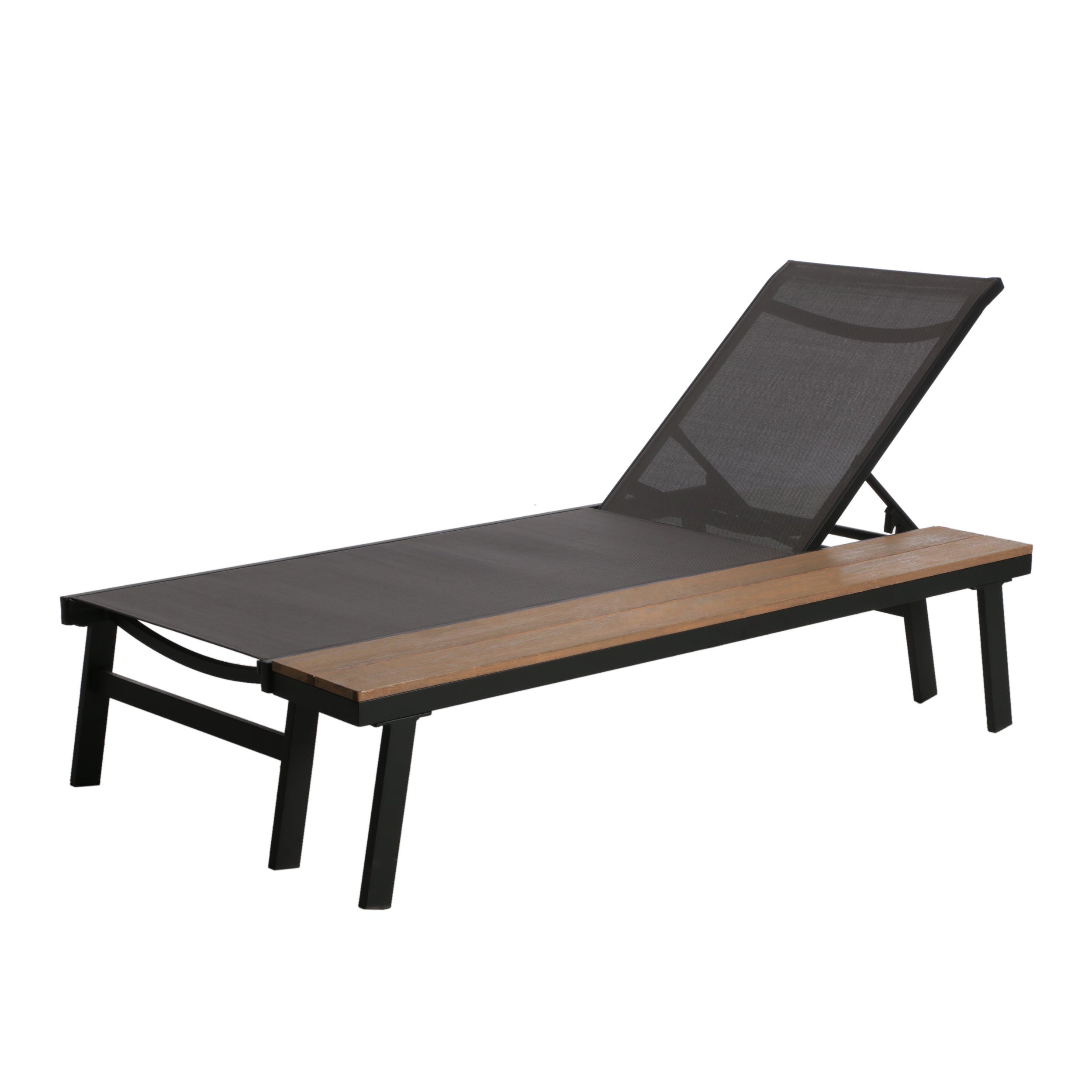 John Outdoor Mesh and Aluminum Chaise Lounge with Side Table