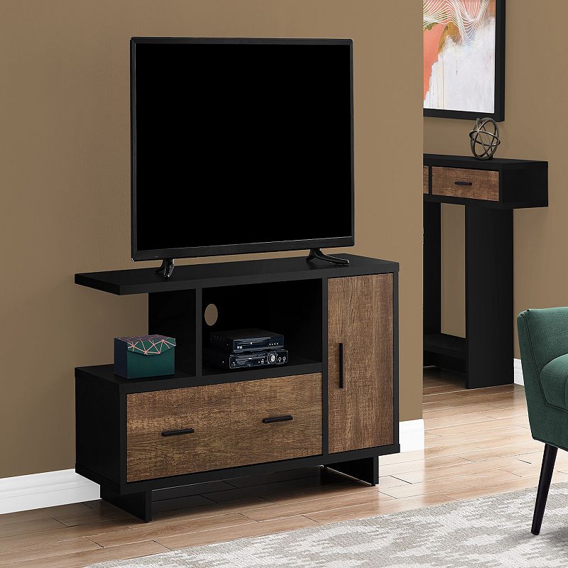 47.25 Black and Brown Contemporary Rectangular TV Stand with Drawers