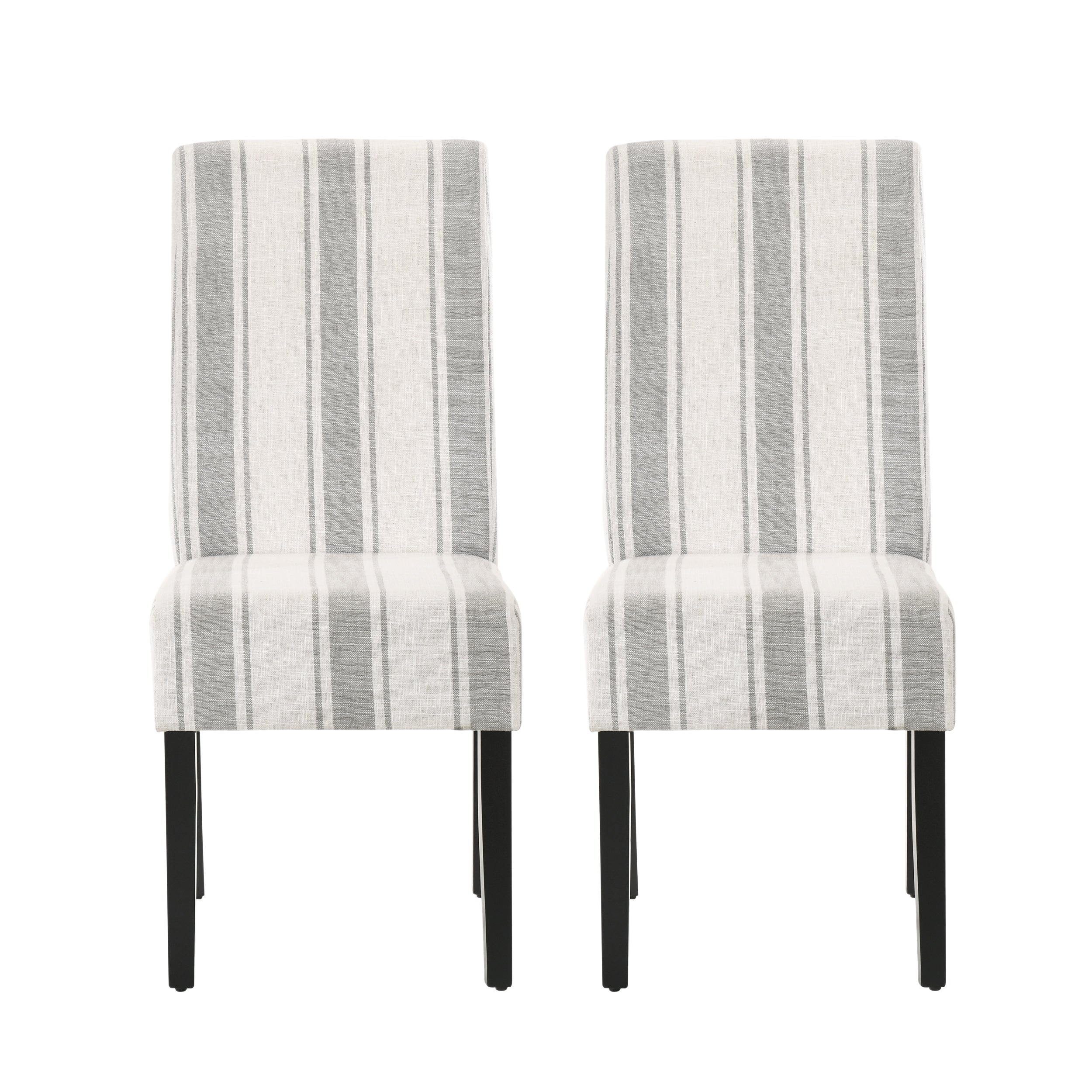 Percival Contemporary Upholstered Striped Dining Chairs, Set of 2