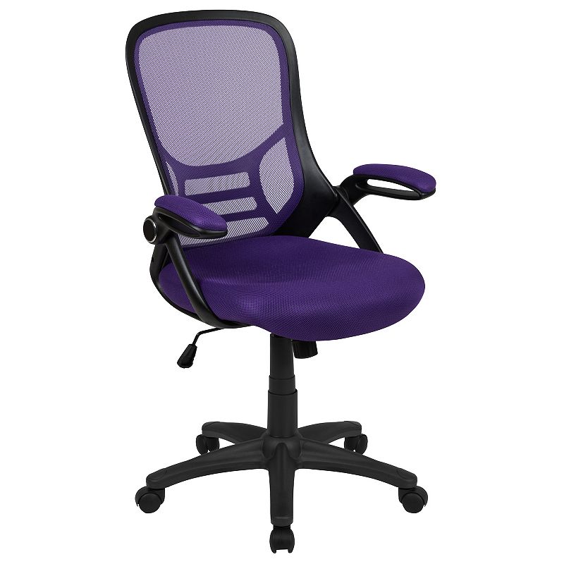 Emma and Oliver High Back Light Gray Mesh Ergonomic Office Chair w/ Black Frame and Flip-up Arms