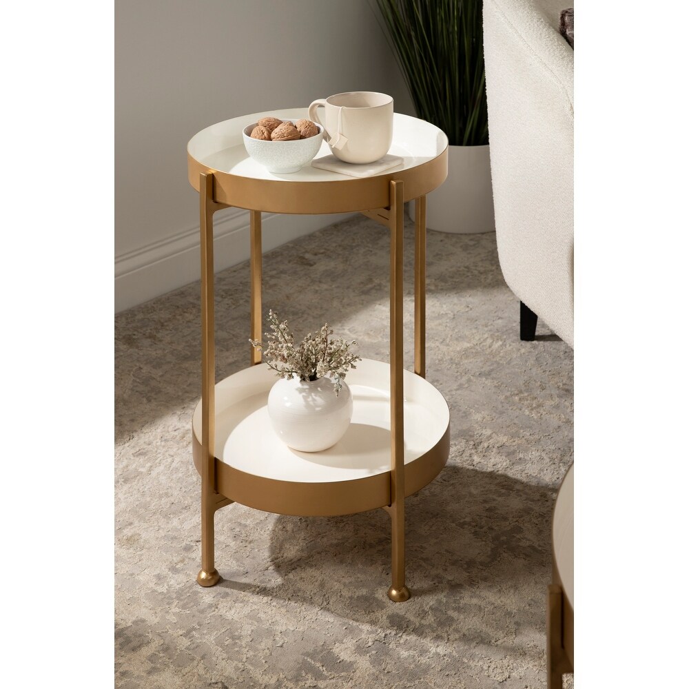 Kate and Laurel Nira Two Tiered Metal Side Table   15x15x24