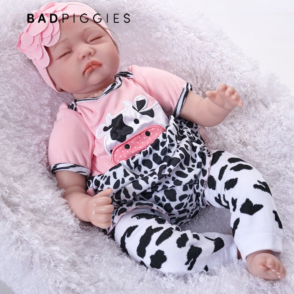 BadPiggies 22 inch Reborn Baby Dolls Girls Realistic Lifelike Handmade Dolls Toys Soft Vinyl Silicone Kids Gifts