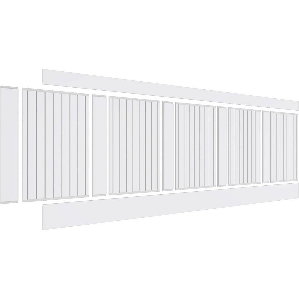 Ekena Millwork 32 in. H x 94-12 in. W 21.04 sq. ft. Framed Beadboard PVC Wainscot Paneling Kit WPK32X94FBD