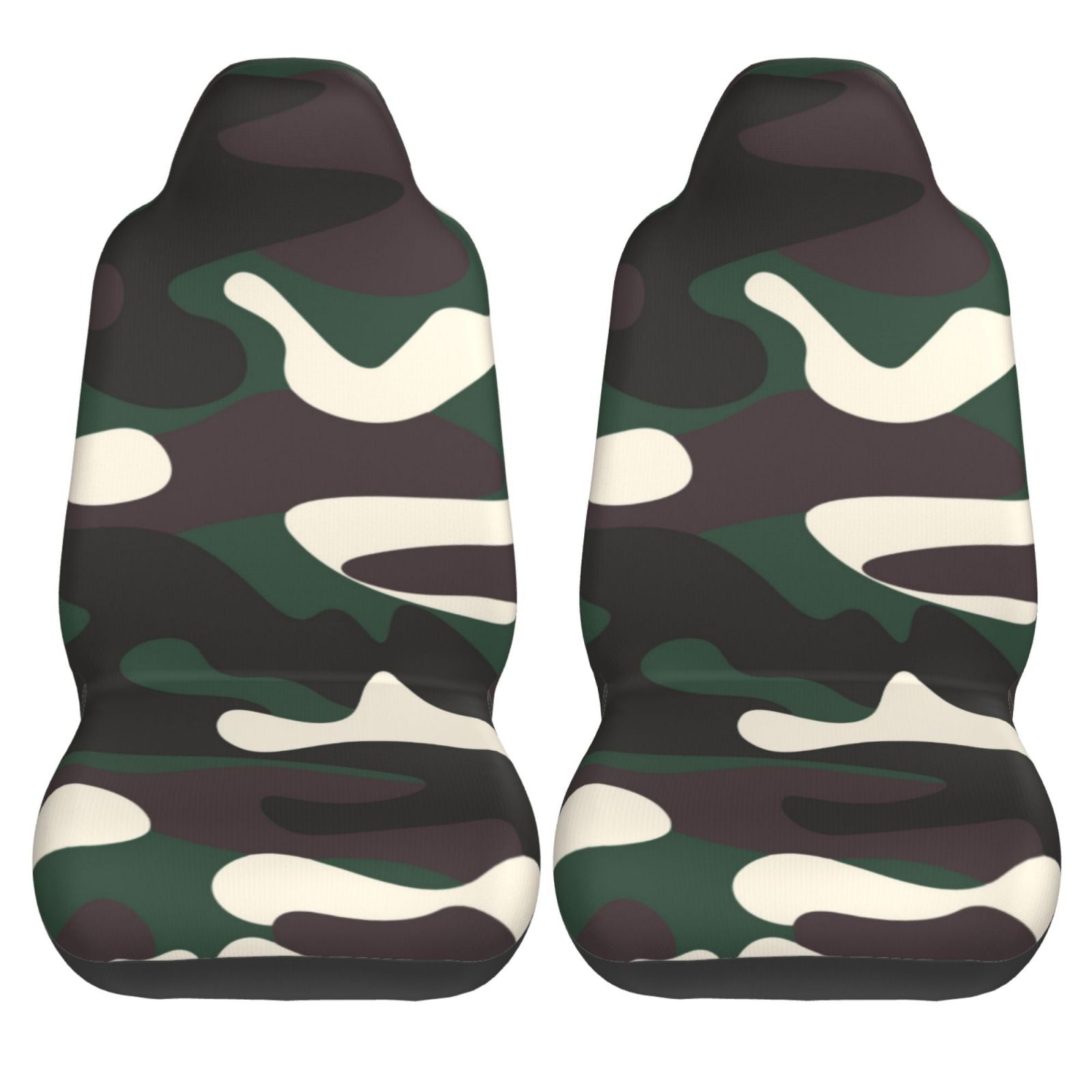 LNWH Car Seat Covers， Green Camouflage Car Interior Seat Covers - Universal Fit Most Cars， SUV， Trucks， 2pcs Car Seat Protectors