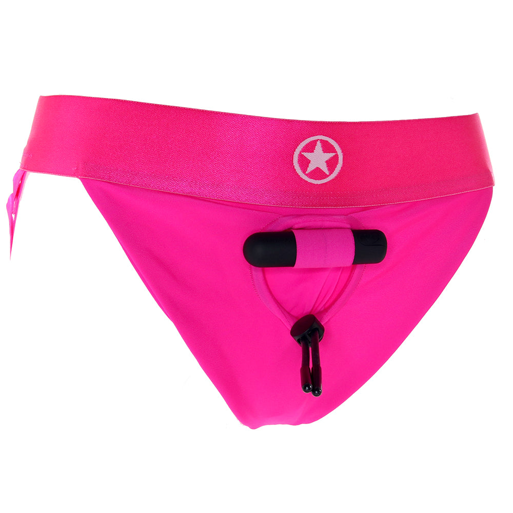 Ouch! Vibrating Pink Open Back Panty Harness /S