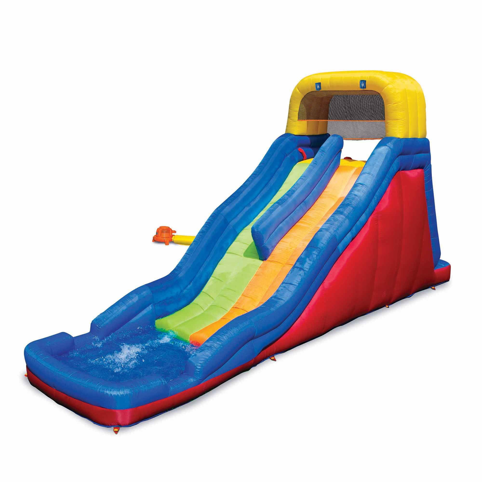 Banzai Double Drop Raceway Inflatable 2 Lane Racing Water Slide and Splash Pool