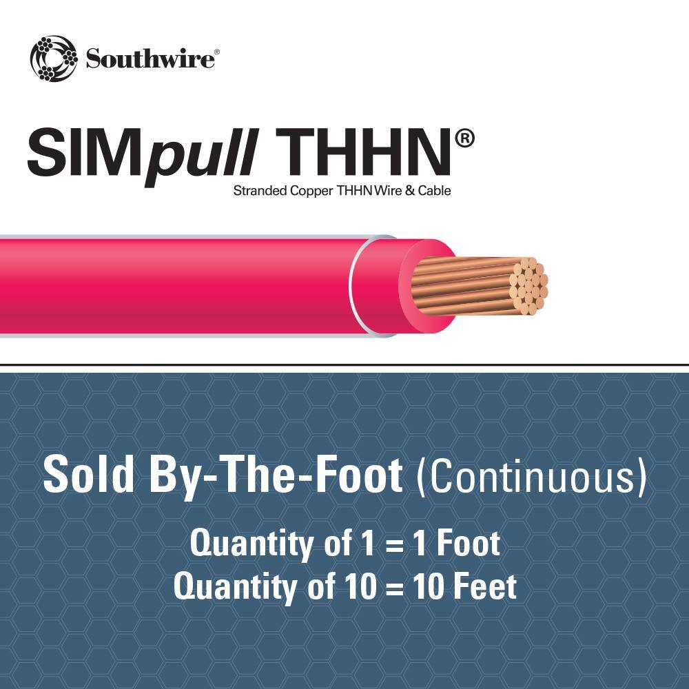 Southwire (By-the-Foot) 4 Red Stranded CU SIMpull THHN Wire 20498299