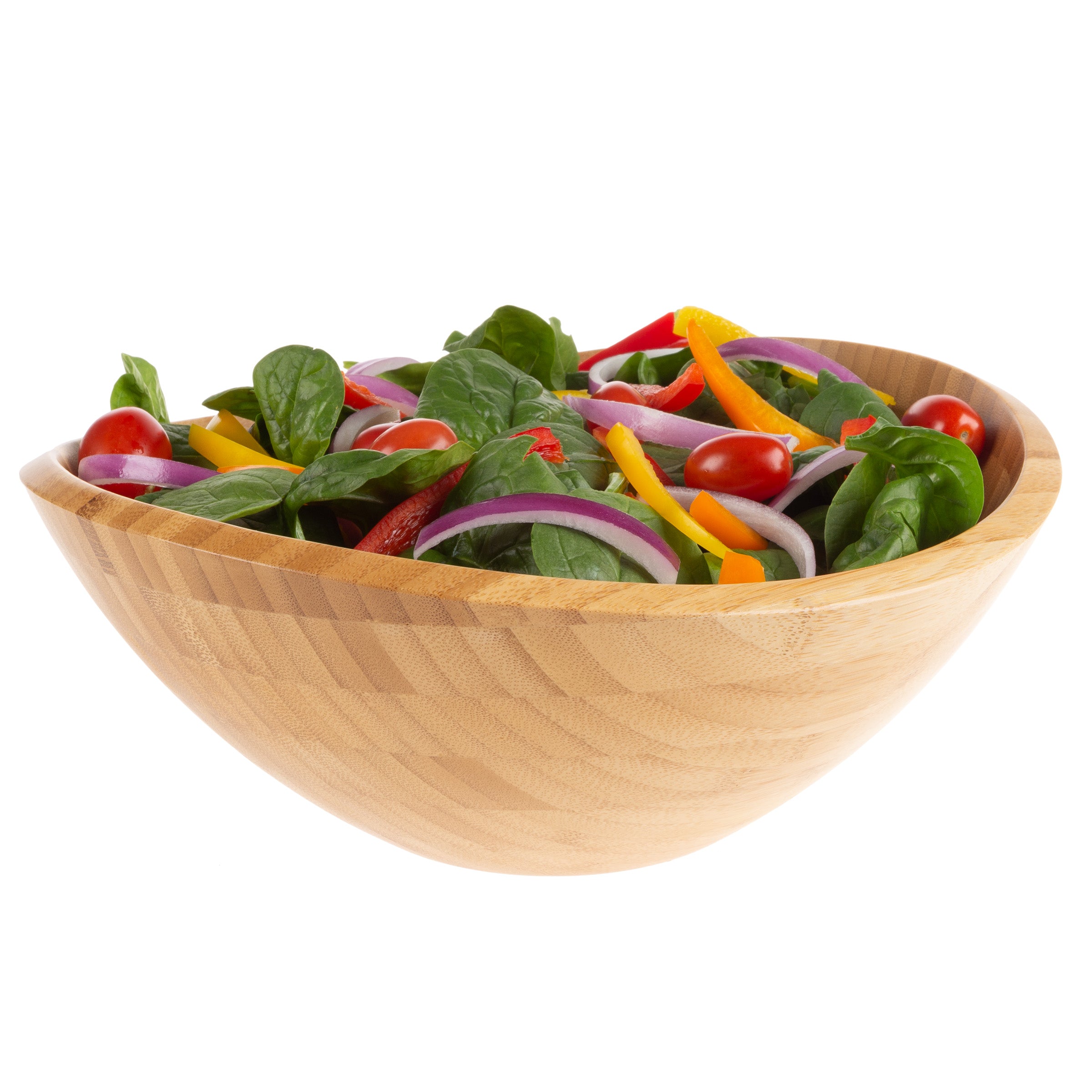 Classic Cuisine Large Bamboo Serving Bowl - Oval Wood Dish for Salad